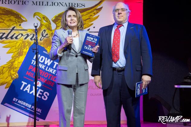 House Minority Leader Nancy Pelosi and Patriotic Millionaires Chair Morris Pearl.